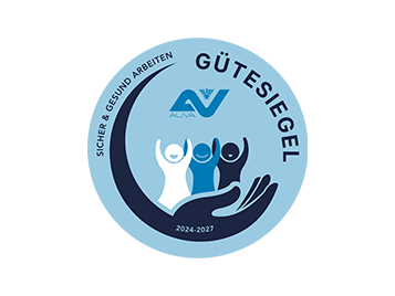 Logo mit drei Menschen die auf Hand gehalten werden